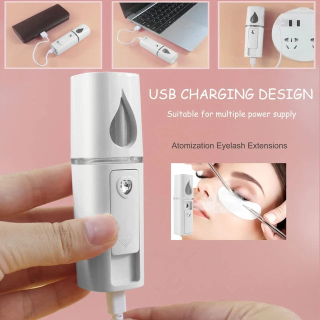 Nano Facial Steamer Mist Spray Eyelash Extensions Cleaning Pores Water SPA Moisturizing Hydrating Face Sprayer USB Rechargeable