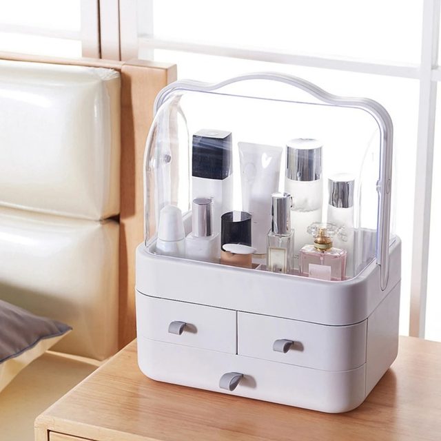 Desktop Makeup Storage Box Large Capacity Dust-proof Makeup Storage Box Home With Lid Bathroom Jewelry Waterproof Organizer