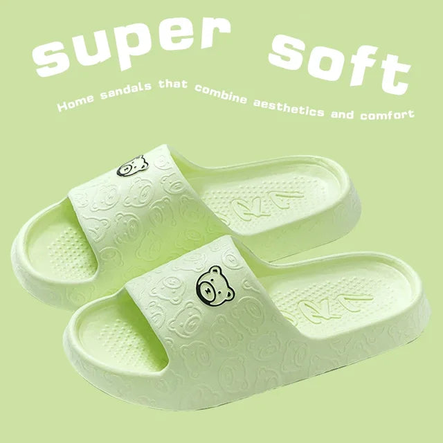 EVA Summer Women Fashion Cute Outdoor Non-Slip Rubber Slippers Indoor Soft Sole Couple Graffiti Sandals