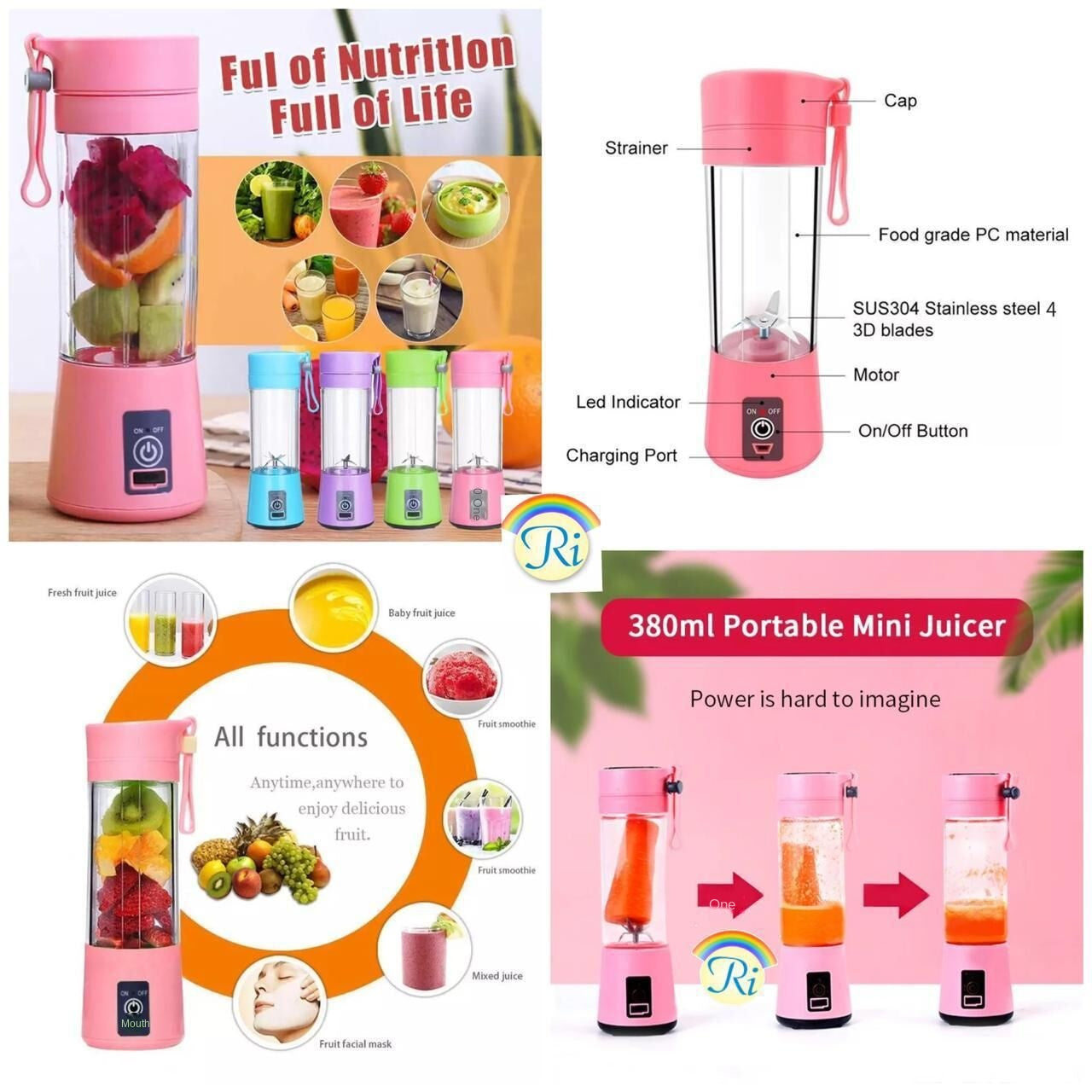 Electric Mini Juice Shake Blender Portable Mini Whirlwind Juice Cup Charging Mini Edition Fruit Juice Machine 6 Blades