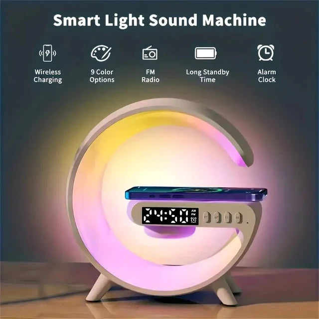 New G63 BlueTooth Speaker Ambient Light Wireless Charging Music Alarm Clock Support Tf Aux Small G BlueTooth Speaker Sound Box