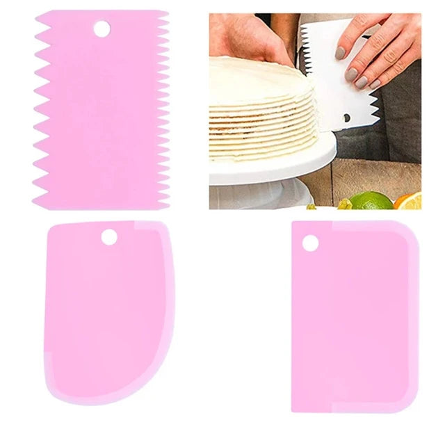 3PCS/Lot Cream Scraper Smoother DIY Cake Decorating Fondant Pastry Cutters Molds Kitchen Scrapers Baking Spatulas Tools