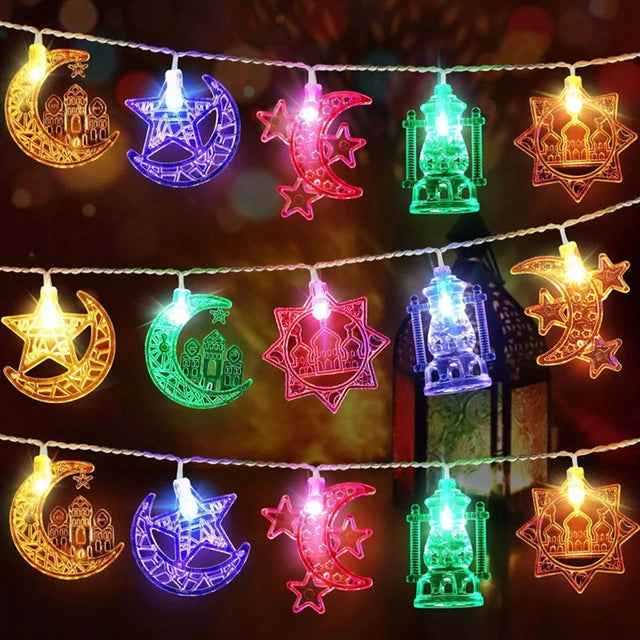 EID Mubarak LED String Lights Ramadan Decoration For Home Islamic Muslim Party Decor 2024 Ramadan Kareem Eid AI Adha Gifts