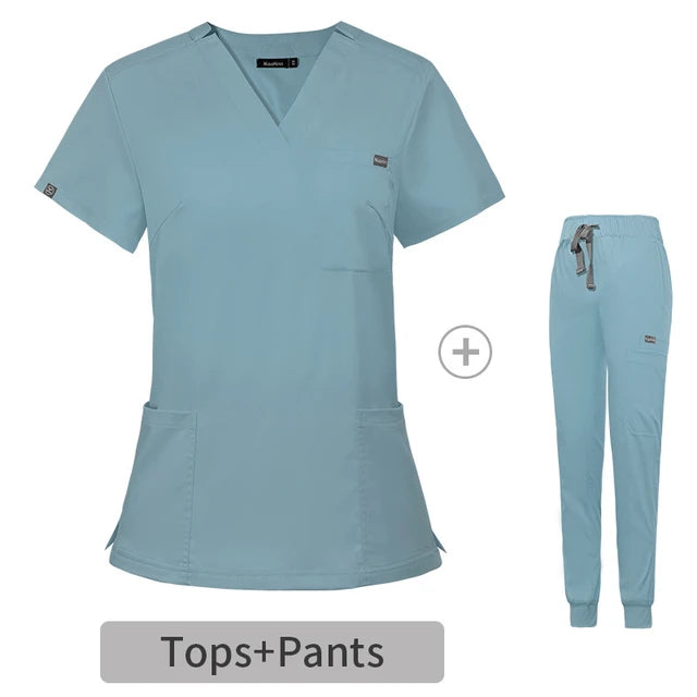 Multicolor Scrubs Uniform Short Sleeve Tops + Pants Nursing Uniform Women Pet Shop Doctor Scrub Medical Surgery Workwear Scrub Set