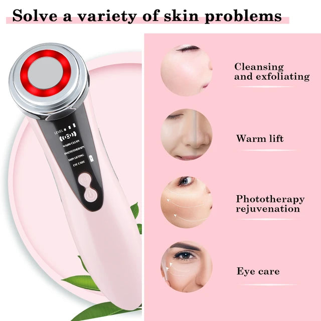 EMS Facial Massager LED Light therapy Sonic Icon Vibration Skin Tightening Face Lifting Anti Wrinkle Beauty Device Skin Care Tool