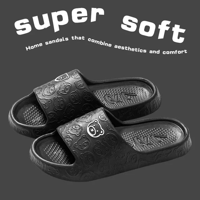 EVA Summer Women Fashion Cute Outdoor Non-Slip Rubber Slippers Indoor Soft Sole Couple Graffiti Sandals