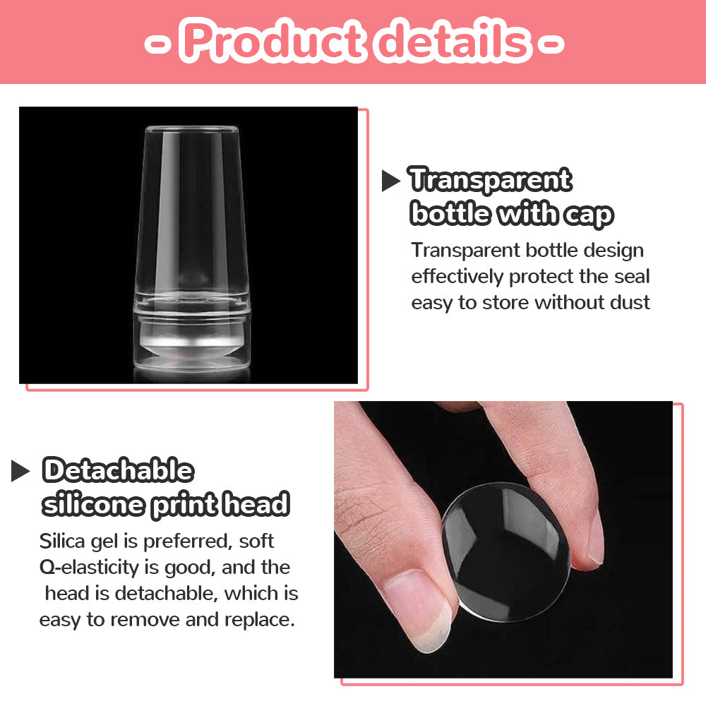Silicone Nail Stamp With Scraper Transparent Jelly Nail Stamper for French Nails Stamping Kit Nail Art Stamping Plate Tool Set