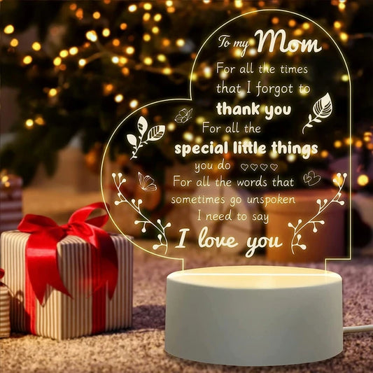 1pc You Mean The World To Me Acrylic Night Light - Perfect Gift For Mom On Mothers Day And Birthdays