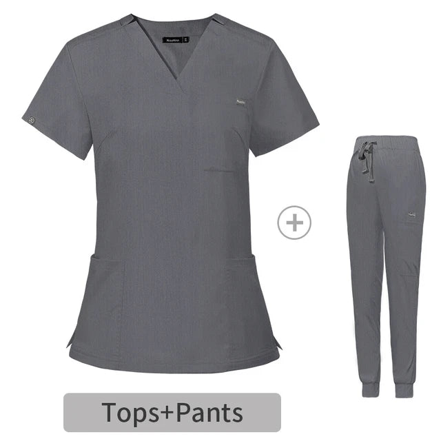 Multicolor Scrubs Uniform Short Sleeve Tops + Pants Nursing Uniform Women Pet Shop Doctor Scrub Medical Surgery Workwear Scrub Set