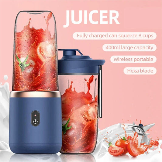 400ml Portable Electric Wireless Juicer With 6 Blades Juicer Fruit Cup Automatic Mini Juicer Smoothie Blender Ice Crush