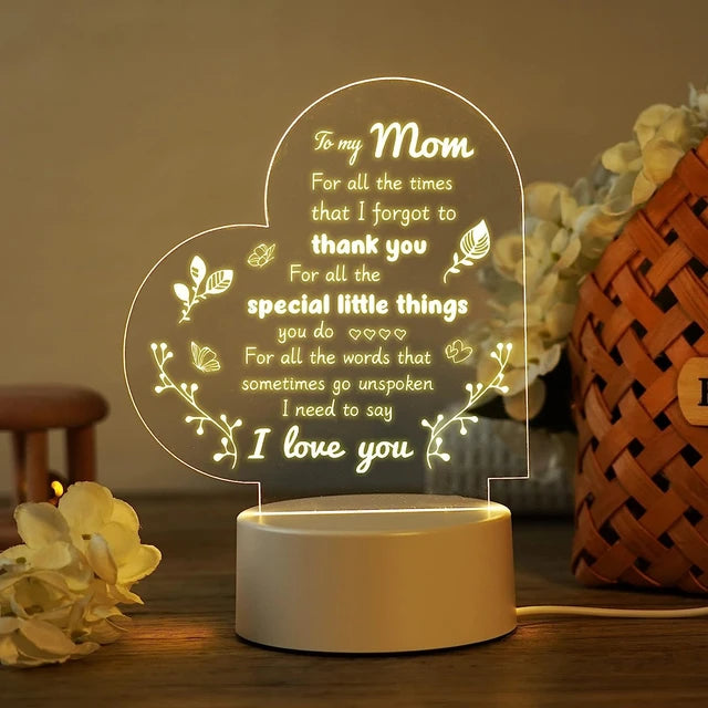 1pc You Mean The World To Me Acrylic Night Light - Perfect Gift For Mom On Mothers Day And Birthdays