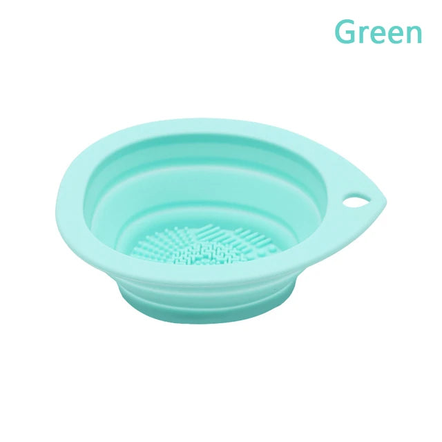 Silicone Makeup Brush Cleaner Folding Powder Puff Cleaning Bowl Eyeshadow Brushes Washing Soft Mat Beauty Tools Scrubber Box