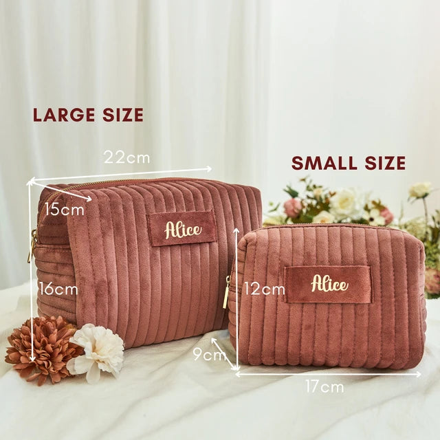 Custom Name Makeup Bag  Premium Velvet Travel Organizer Toiletry Cosmetics Bag Personalized Bridesmaid Wedding Gift