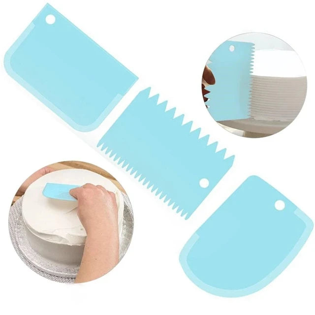 3PCS/Lot Cream Scraper Smoother DIY Cake Decorating Fondant Pastry Cutters Molds Kitchen Scrapers Baking Spatulas Tools