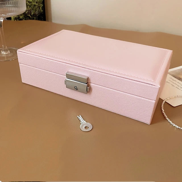 Simple Lockable Jewelry Packaging For Women High-end Earrings Dustproof Storage Boxes Large Capacity Travel Portable Display Box