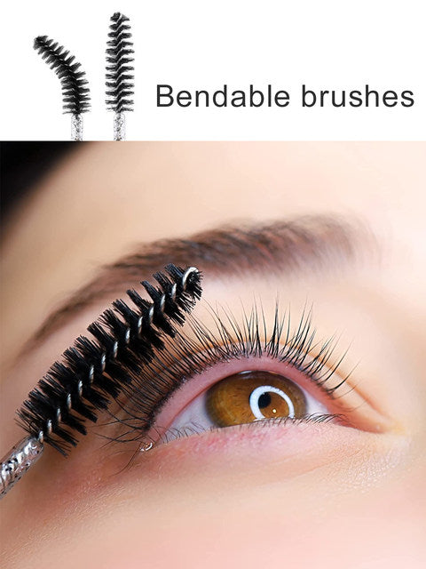 50pcs Disposable Eyelash Brushes Crystal Eyelash Mascara Wands Glitter Lash Comb Spoolies Micro Makeup Applicators