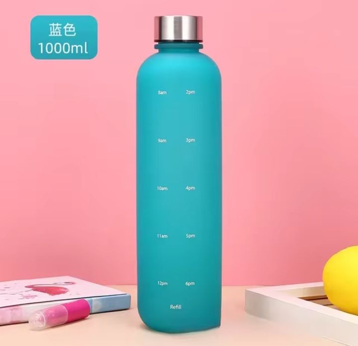 32oz Motivational Water Bottle with Time Marker to Drink, Reusable Plastic Bottle with BPA Free for Gym and Sports