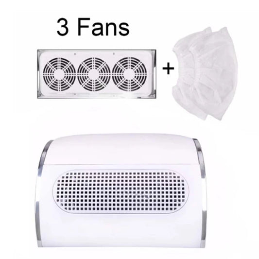 60W Nail Suction Dust Collector Large Size Strong Nail Vacuum Cleaner Machine With 3 Fans 2 Bags EU/US Plug Saloon Tool