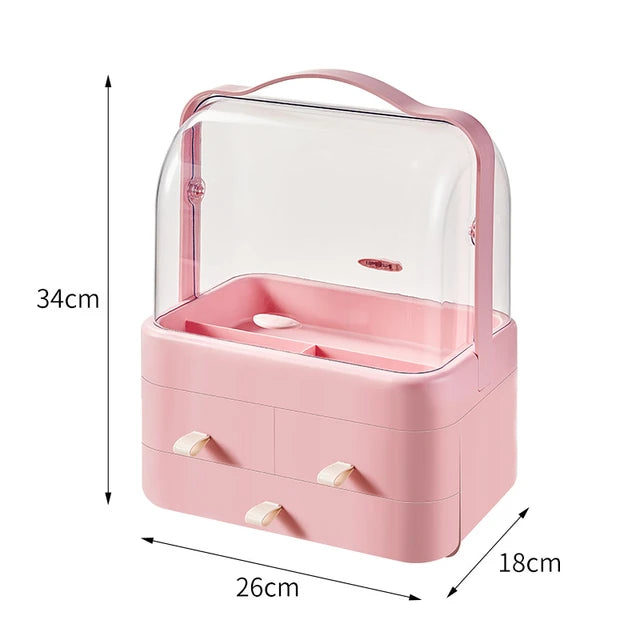 Desktop Makeup Storage Box Large Capacity Dust-proof Makeup Storage Box Home With Lid Bathroom Jewelry Waterproof Organizer