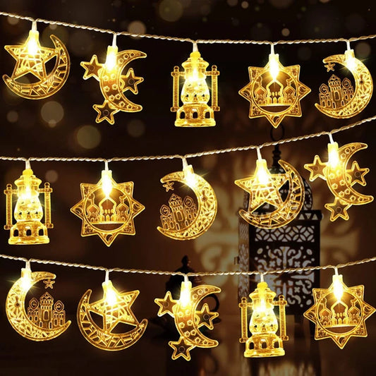 EID Mubarak LED String Lights Ramadan Decoration For Home Islamic Muslim Party Decor 2024 Ramadan Kareem Eid AI Adha Gifts