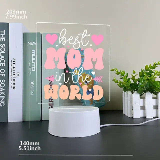 For the Best Mom 3D Acrylic LED Light Family Light Table Party Birthday Mother's Day Gift Decoration Bedside Lamp