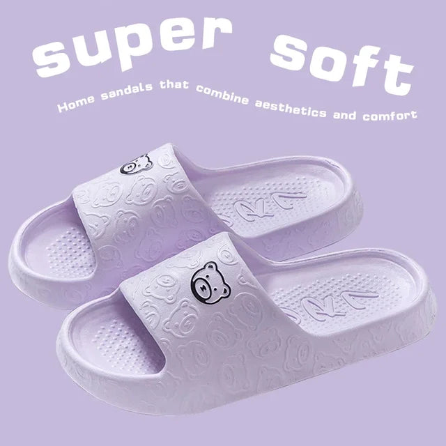 EVA Summer Women Fashion Cute Outdoor Non-Slip Rubber Slippers Indoor Soft Sole Couple Graffiti Sandals