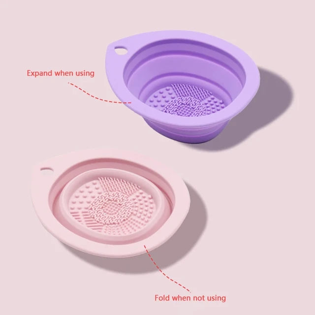 Silicone Makeup Brush Cleaner Foldable Cosmetic Brush Cleaning Bowl Powder Puff Beauty Sponge Washing Mat Brushes Scrubber Pad