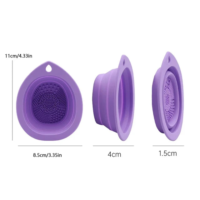 Silicone Makeup Brush Cleaner Foldable Cosmetic Brush Cleaning Bowl Powder Puff Beauty Sponge Washing Mat Brushes Scrubber Pad