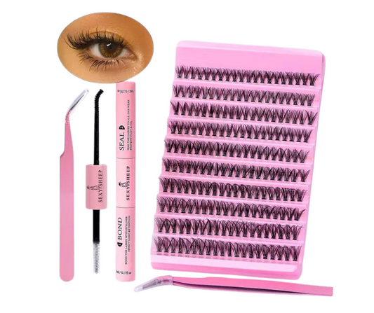DIY Lash Extension Kit 200pcs Individual Lashes Cluster D Curl, 8-16mm Mix Lash Clusters With Lash Bond And Seal And Lash Applicator.