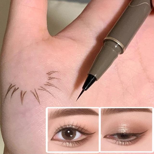 Waterproof Quick Dry Liquid Eyeliner Pen Ultra-fine Matte Black Brown Lasting Lying Silkworm Eyeliner Pencil Beauty Eyes Makeup